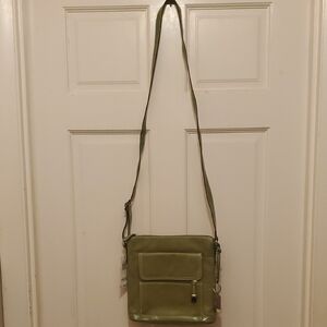 Giani Bernini Green Leather Crossbody.silver Plated Hardwear.